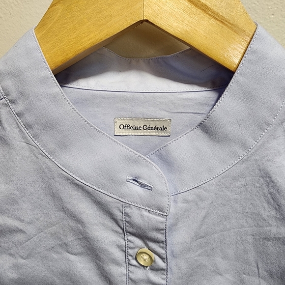 OFFICINE GENERALE - Amelia Organic Cotton Poplin Button Down Shirt - Baby Blue,M - Picture 3 of 10